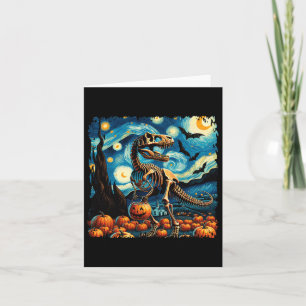 Tarjeta Esqueleto T-rex Halloween Van Gogh Starry Night Fa
