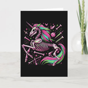 Tarjeta Esqueleto unicornio Fantasía Halloween Rock Zombi