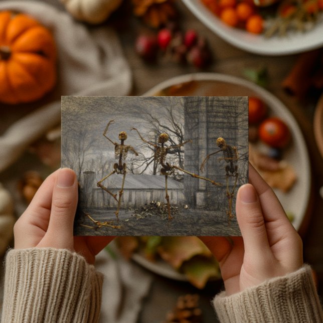 Tarjeta Esqueletos Bailarines de Halloween Decoupage Vinta (Subido por el creador)
