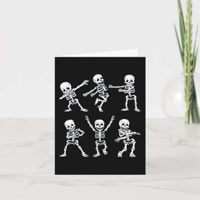 Tarjeta Esqueletos bailarines niños niños Chicas H (Anverso)