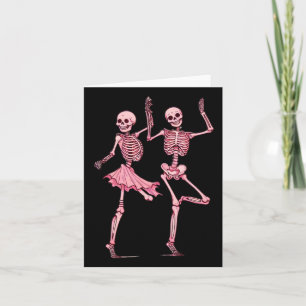 Tarjeta Esqueletos De Baile Rosa Danza Día De Halloween Mu