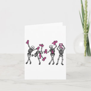 Tarjeta Esqueletos de cáncer de mama bailando concienciaci