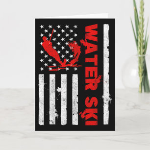Tarjeta Esquí acuático Bandera americana Playa Deportes Ol