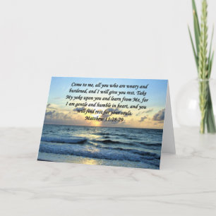 TARJETA ESQUÍ AZUL MATTHEW 11:28 DISEÑO DE FOTOS SUNRISE