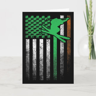 Tarjeta Esquí Bandera americana irlandesa Día de San Patri