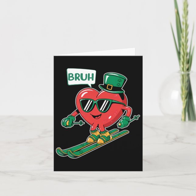 Tarjeta Esquí Bruh San Valentín Corazón Patrick Shamrock I (Anverso)