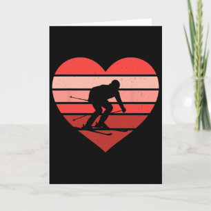 Tarjeta Esquí Corazón Retro Esquí Vintage San Valentín Muj