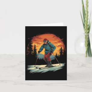 Tarjeta Esquí de fondo retro vintage - Deportes de inviern