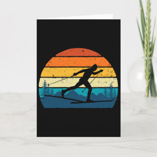 Tarjeta Esquí de fondo retro vintage: deportes de invierno