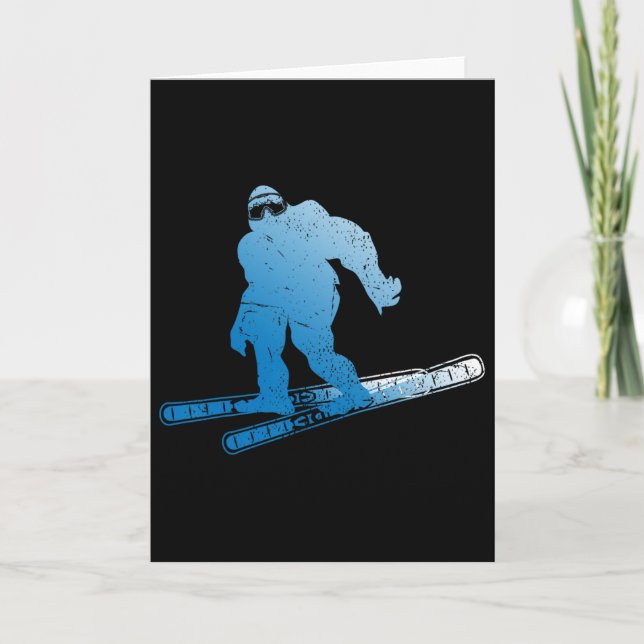 Tarjeta Esquí de invierno Sasquatch esquí Criptid Criptzoo (Anverso)