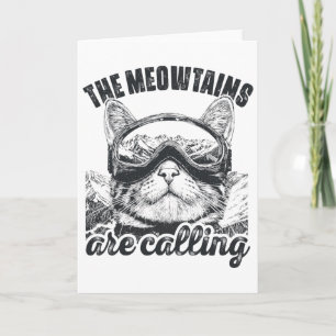 Tarjeta Esquí Esquí Esquiador Gato Montaña Las Meowtains S