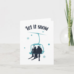 Tarjeta Esquí Esquiador Retro Invierno Deja que Nieve Navi
