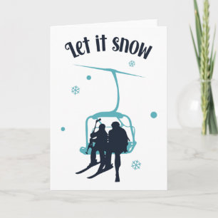 Tarjeta Esquí Esquiador Retro Invierno Deja que nieve Navi