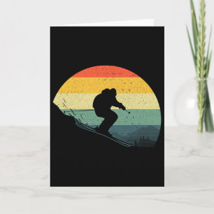 Tarjeta Esquí genial para hombres y mujeres, esquí retro p