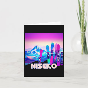 Tarjeta Esquí Niseko - Esquí estilo Retro 80 y Snowboard