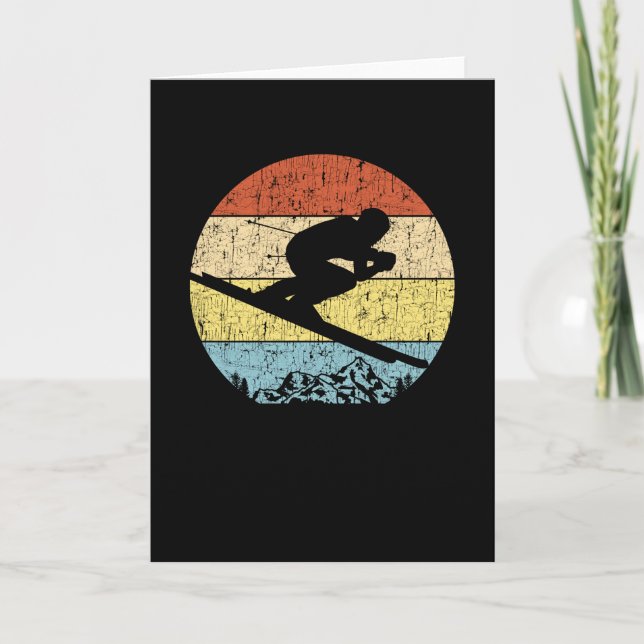 Tarjeta Esquí Retro Diseño Regalo de esquí Trasero de desc (Anverso)
