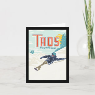 Tarjeta Esquí Retro Taos Valle Nuevo México Esquí Snowboar