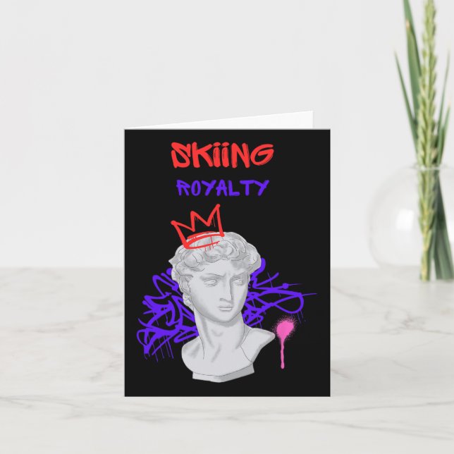 Tarjeta Esquí Royalty Estatua griega Montaña deportiva de  (Anverso)