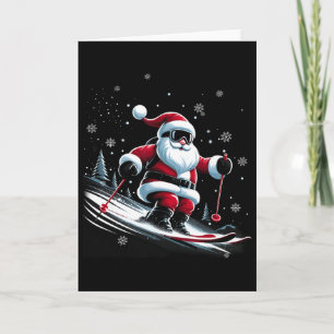 Tarjeta Esquí Santa Claus Navidad Esquí Deporte Invernal X