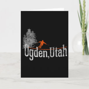 Tarjeta Esquí vintage de estilo de los 80 Ogden Utah