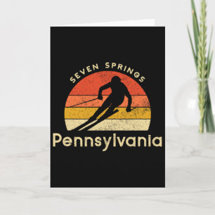 Tarjeta Esquí vintage Seven Springs montaña Pennsylvania