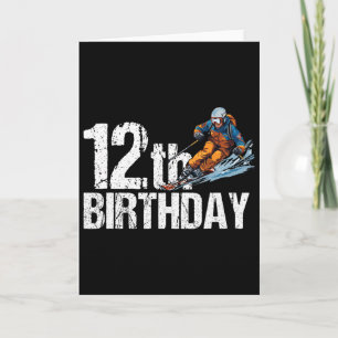 Tarjeta Esquiador Cumpleaños 12 Skier Niño Niña 12 Cumplea