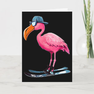 Tarjeta Esquiador De Esquí Flamingo Para Hombres Mujeres N