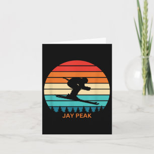 Tarjeta Esquiador de esquí Retro Sunset Jay Peak Vermont