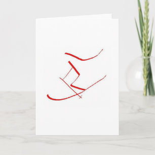 Tarjeta Esquiador rojo