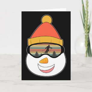Tarjeta Esquiando Hombre de Nieve de Navidad Esquiador de 