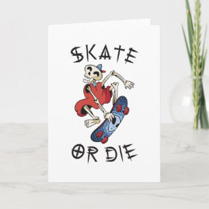 Tarjeta Esquiar o morir divertido Skeleton Skateboarder