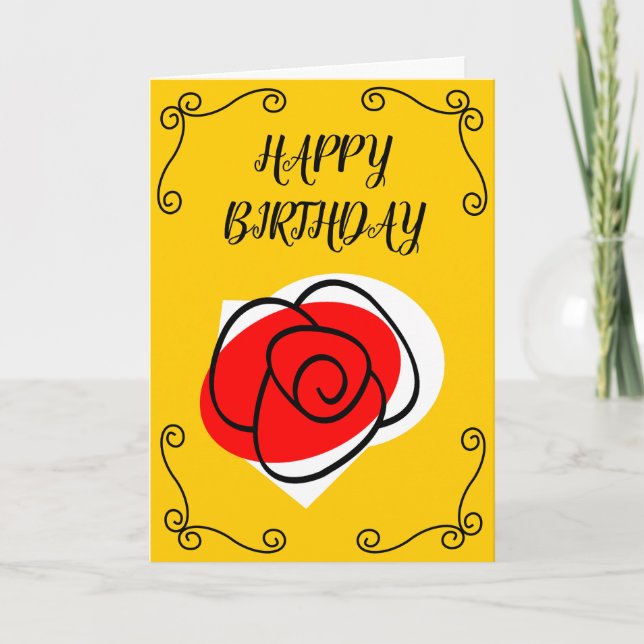 Tarjeta Esquinas de Rosa en español Texto de cumpleaños ve (Anverso)