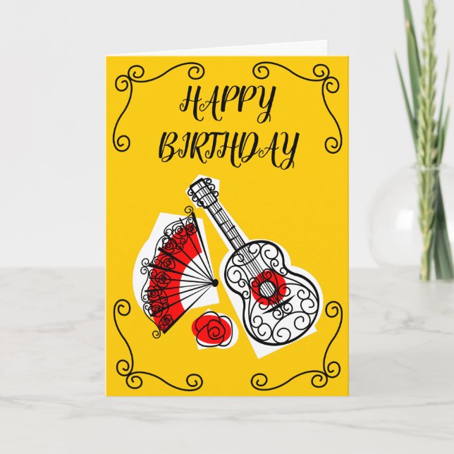 Tarjeta Esquinas de Souvenirs Españolas Vertical de cumple (Anverso)