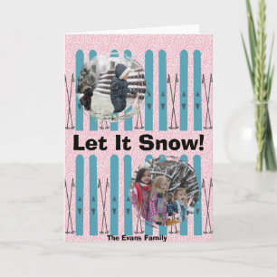 Tarjeta Esquís azules con nieve