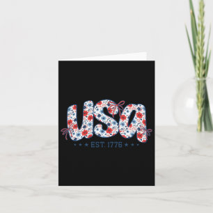 Tarjeta Est 1776 Coquette Bow 4 De Julio Usa Floral G
