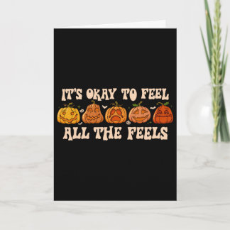 Tarjeta Está Bien Sentir Salud Mental Otoño Calabaza Hallo