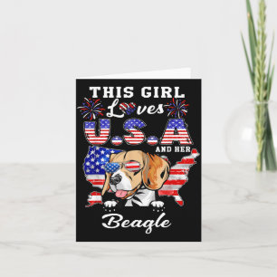Tarjeta Esta Chica Ama USA y Perro 4 de Julio Beagle
