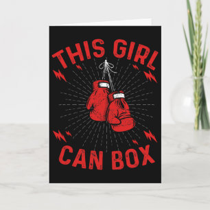 Tarjeta Esta chica puede boxear, diseño vintage de boxeo