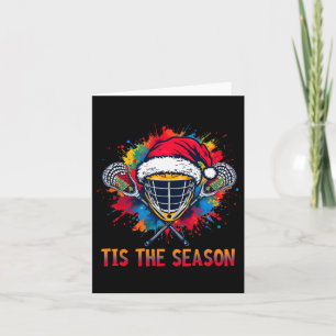 Tarjeta Esta Es La Temporada Lacrosse Mask Santa Hat Navid