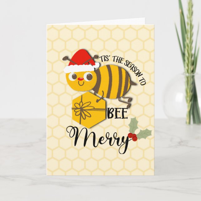 Tarjeta Esta es la temporada para ser alegre abeja (Anverso)