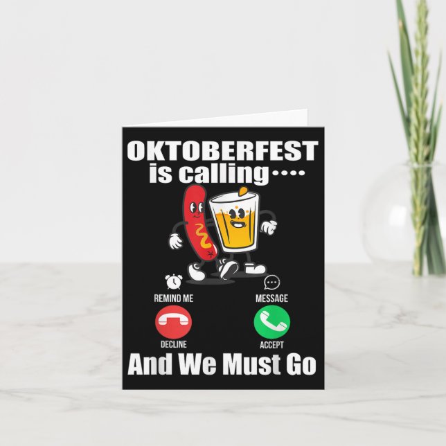 Tarjeta Está Llamando Y Debo Ir A Bratwurst Alemán De Cerv (Anverso)