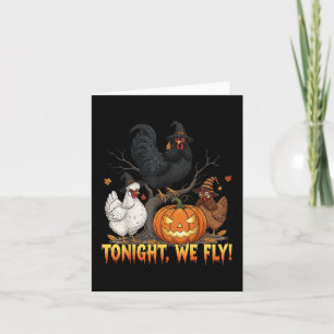 Tarjeta Esta Noche Volamos Bruja de Pollo Divertida Hallow