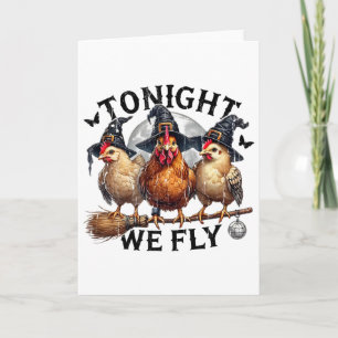 Tarjeta Esta Noche Volamos, Bruja Pollo, Divertido Pollo d