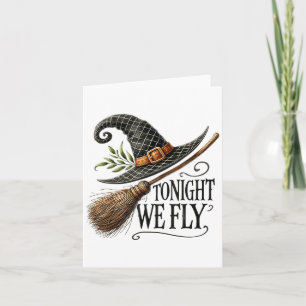 Tarjeta Esta Noche Volamos Gorra De Brujas Halloween Magic