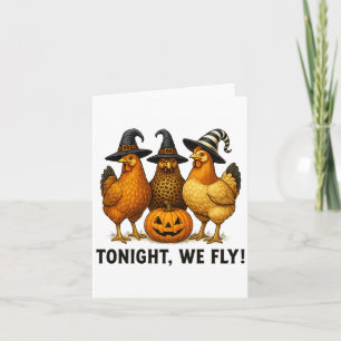 Tarjeta Esta Noche Volamos Graciosos Chicken Bruja Hallowe