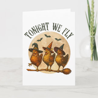Tarjeta Esta Noche Volamos Pollo Espantoso Bruja Halloween