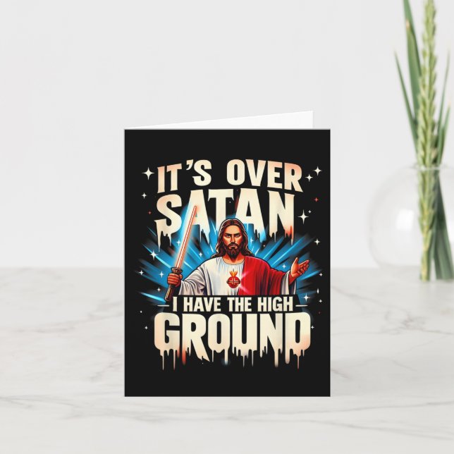 Tarjeta Está Terminado Satanás Tengo El Terreno Alto Feliz (Anverso)