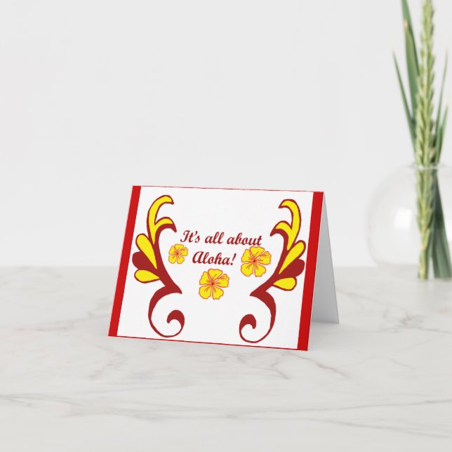 Tarjeta ¡Está todo sobre hawaiana! (Anverso)