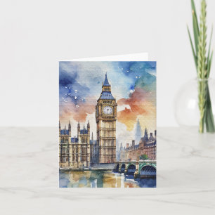 Tarjeta Estación de acuarela Big Ben London