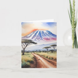 Tarjeta Estación de acuarela Mount Kilimanjaro Tanzania